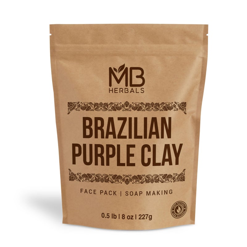 MB Herbals Brazilian Purple Clay Powder 8 oz 05 LB  227 Gram  Face Packs  Soap Making  Mild AntiAgeing Clay