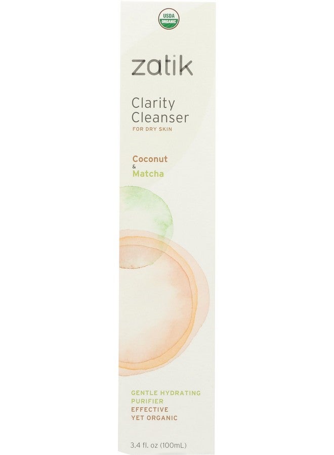 زاتك زاتيك ناتشورالز - منظف كلاريتي بحليب جوز الهند والشاي الأخضر، عضوي معتمد من وزارة الزراعة الأمريكية، للبشرة الجافة، نباتي، غير معدل وراثيًا، خالٍ من الغلوتين والصويا والكحول، متوازن الحموضة، قابل للتحلل الحيوي، 100 مل - Image 1
