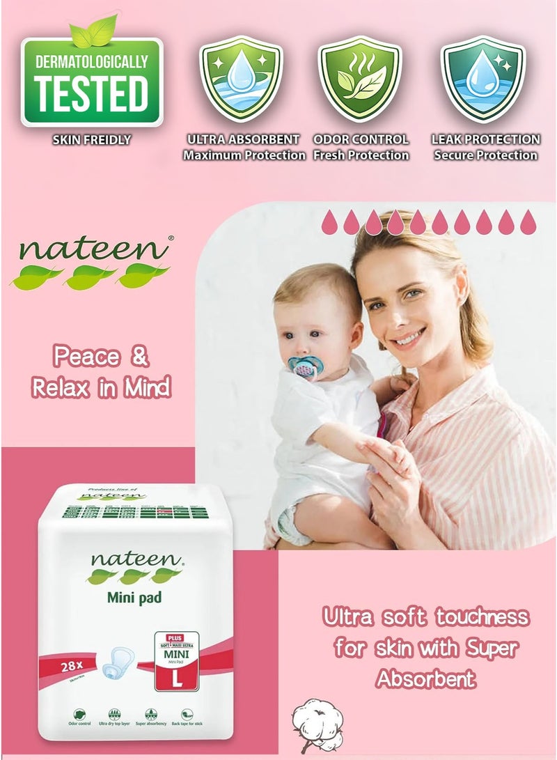 nateen 28 Count Large Size Maternity Pads Postpartum Pads Post Pregnancy Bleeding Pads Post Delivery Pads After Birth Pads Hospital Maternity Pads Heavy Flow Post Natal Pads Super Absorbent Ultra Soft Skin Friendly Leak Protection Dry Comfort Pads for Mothers After Childbirth 34 x 16 5 cm - Image 4
