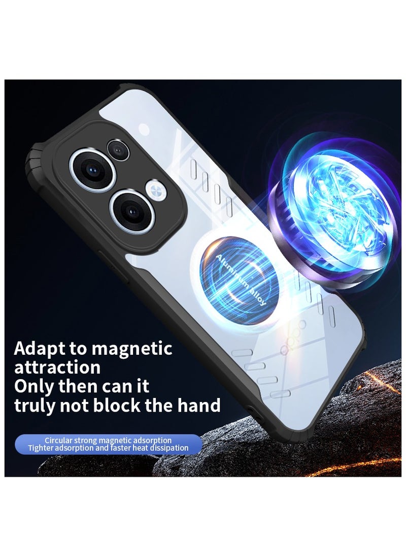 Generic - [1+1 Sets] For Oppo Reno 13 5G Case & Screen Protector Magnetic Suction Car Phone Cover with Cooling and Anti Drop Function Tempered Glass Screen Protector - Image 1