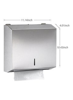 NIBEMINENT Wall Mounted Paper Towel Dispenser Silver 27 x 12.5 26cm  - Image 2