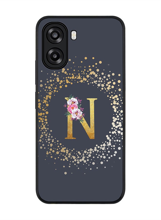 Stylizedd For Oppo A6t 5G / A6t 4G Case,Slim fit Camera Protection, Shockproof Thin Phone cover  - Custom Monogram Floral - N  (Grey ) - Image 1