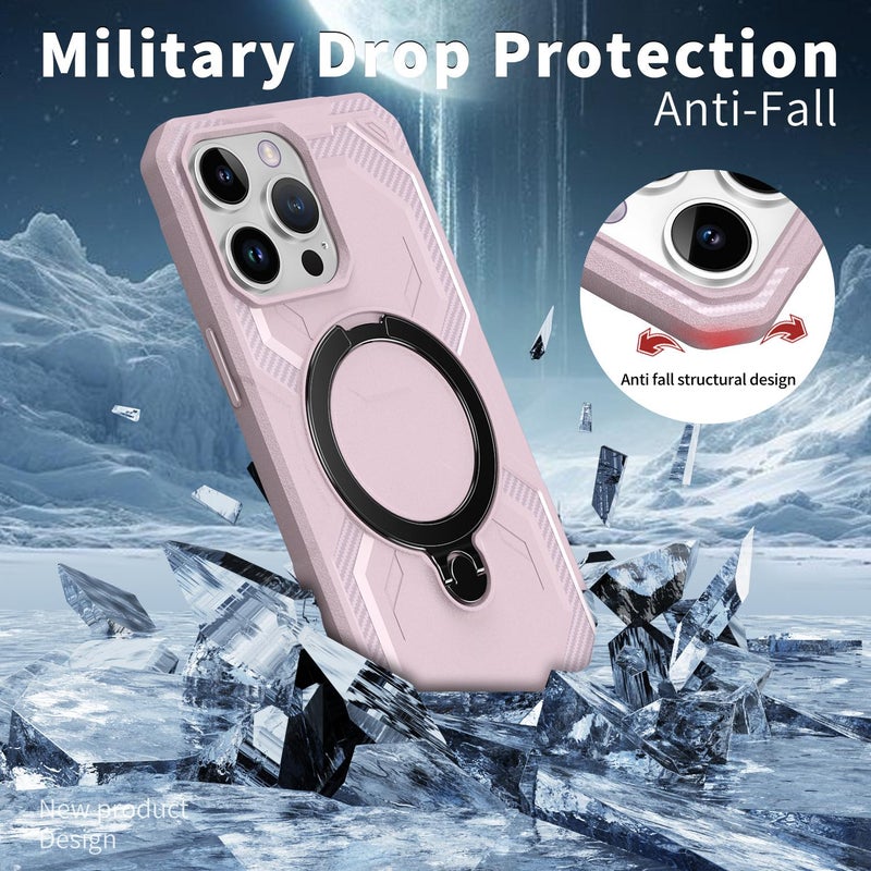 BURAQ Case Cover For iPhone 13 Pro Max Frosted MagSafe Holder Phone Case(Pink) - Image 3