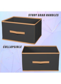 Kuber Industries Kuber Industries Foldable Boxes For Storage (Pack of 4) - Multipurpose Storage Organizer For Clothes | Wardrobe | Closet | Toys | Books | Home - Undergarment Organizer Basket With Handle (Black)  - Image 5