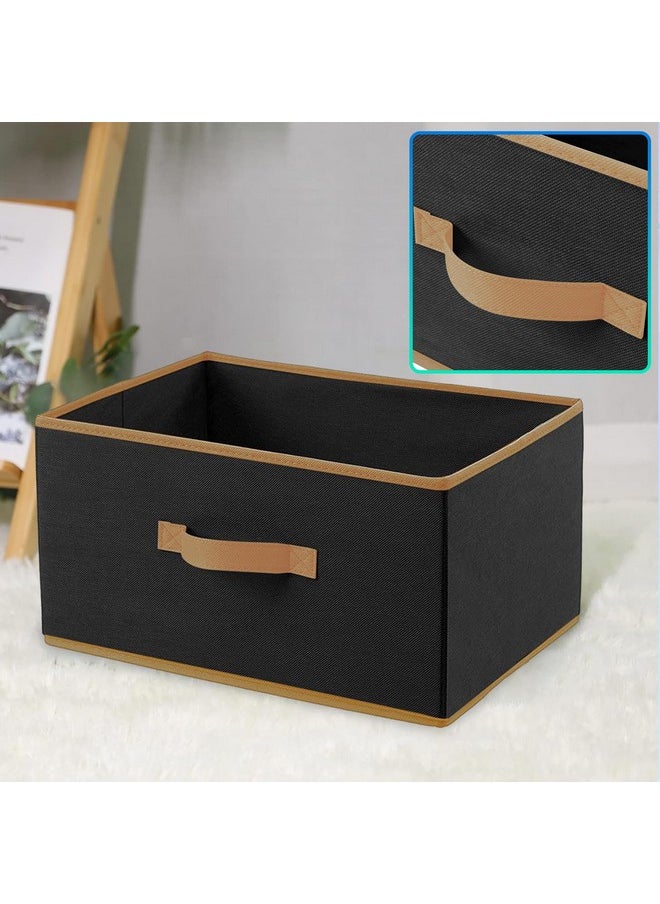 Kuber Industries - Kuber Industries Foldable Boxes For Storage (Pack of 4) - Multipurpose Storage Organizer For Clothes | Wardrobe | Closet | Toys | Books | Home - Undergarment Organizer Basket With Handle (Black) - Image 1
