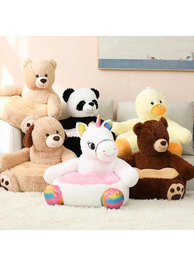 Cartoon Children's Lazy Sofa Teddy Bear Sofa Plush Toy Baby Learn To Sit Panda Tatami Cushion Chair-Color:Plush Sofa-Deep Brown Bear-Height:Hull