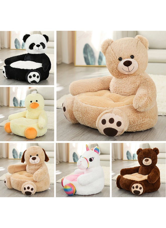 Cartoon Children's Lazy Sofa Teddy Bear Sofa Plush Toy Baby Learn To Sit Panda Tatami Cushion Chair-Color:Plush Sofa-Deep Brown Bear-Height:Hull
