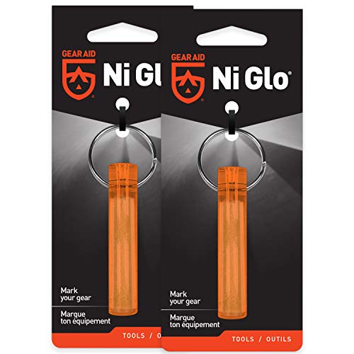 GEAR AID Ni Glo 2” UV Rechargeable Glowing Keychain – Multi-Purpose Glow-in-the-Dark Accessory for Camping, Scuba Diving, Night Fishing, Hiking, Emergency Kits, and Everyday Use, Orange, 2 Pack - Image 1