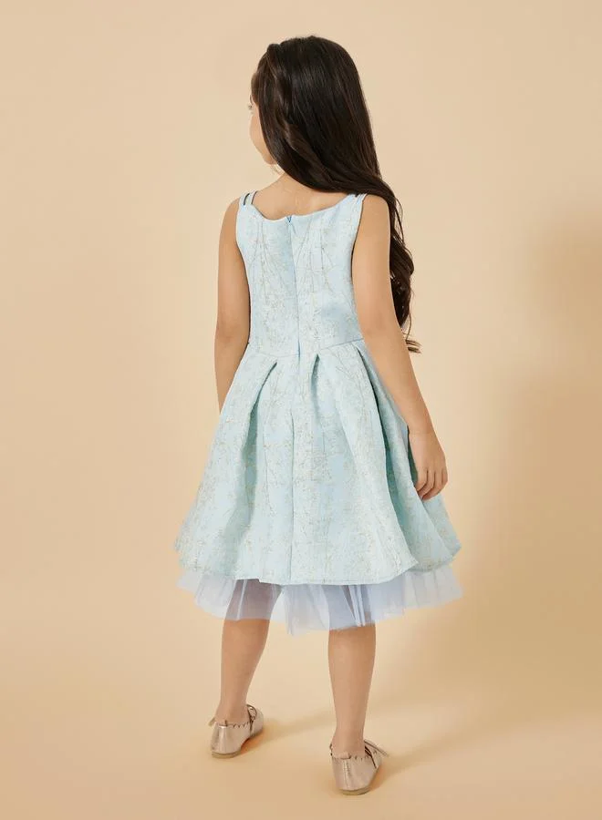 Styli Floral Jacquard Dress