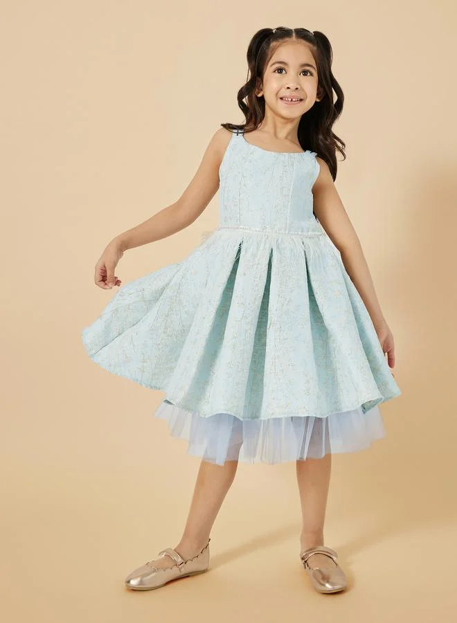 Styli Floral Jacquard Dress
