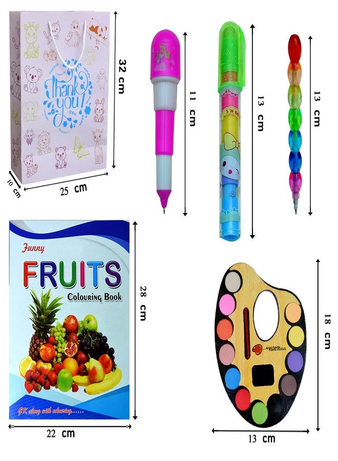 Birthday Return Gift Combo for Kids | Colouring Book, Water Colour Pad, Moti Pencil, Capsule pen and Rocket Eraser with Goody Bag (pack of 5) - Image 3
