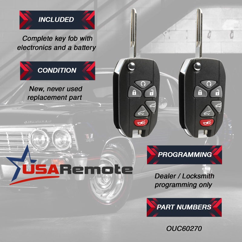USARemote جهاز مفتاح قابل للطي يناسب 2007-2013 كاديلاك إسكاليد / شيفروليه سوبربان تاهو دخول بدون مفتاح (OUC60270)، مجموعة من 2 - Image 3