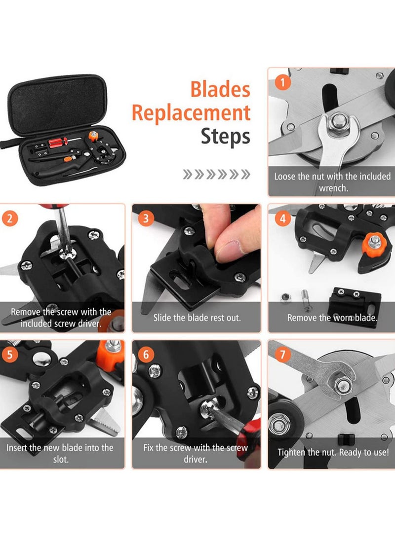 Multi Function Grafting Shears Scissor for Fruit Tree Vaccination Bud Cutter Gardening Tool with Replaceable Blade Easy U Cut V Cut Omega Cut for Rapid Healing - Image 4