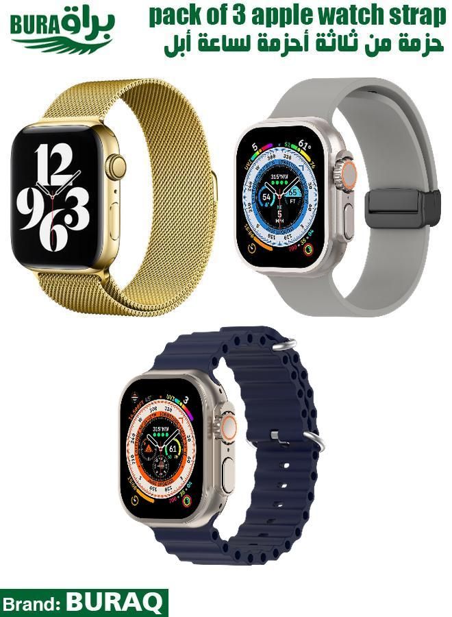 BURAQ Apple Watch Band Strap For Apple Watch Ultra 2/Ultra 49mm, Series 10 46mm, 9/8/7 45mm, SE2/SE/6/5/4 44mm, 3/2/1 42mm