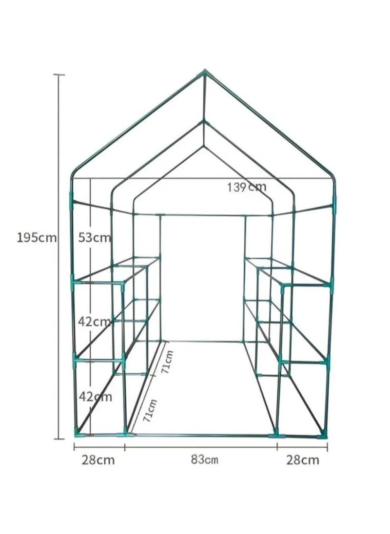 Yatai - Outdoor Portable Greenhouse Mini Walk in 2 Tiers 8 Shelves Stands Small Shelving - Image 1