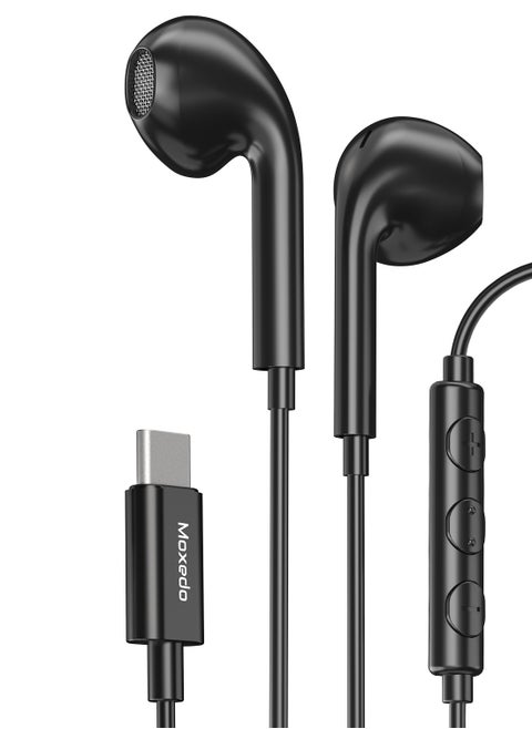 Moxedo Wired Stereo Earphone USB Type-C Connector Earphone with In-Line Remote, Built-in Microphone for iPhone 15/15 Plus/15 Pro/15 Pro Max/S24Ultra/S23/S23 Ultra/S22/S22 Ultra/S21 (Black)