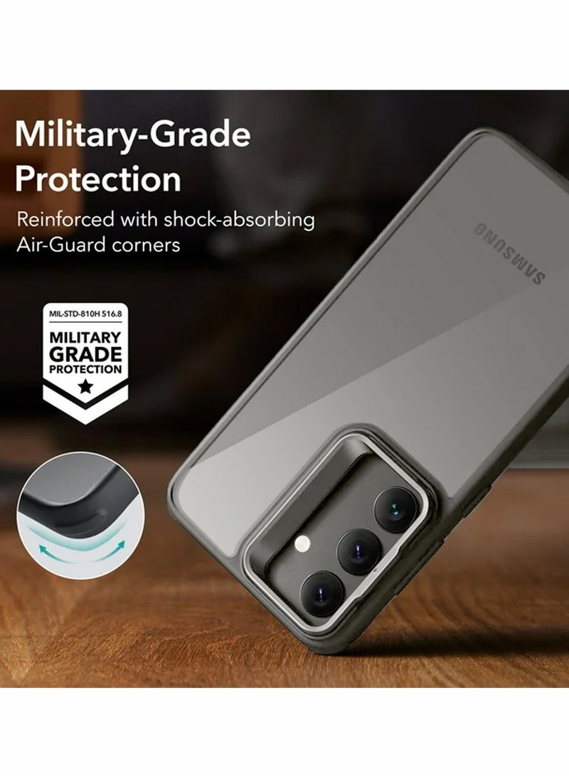 دبليو تيك غطاء خلفي شفاف من السيليكون الناعم الهجين مع حامل حامل للكاميرا قابل للطي لهاتف سامسونج جالاكسي S24+ / S24 Plus 5G 2024 رمادي - Image 4