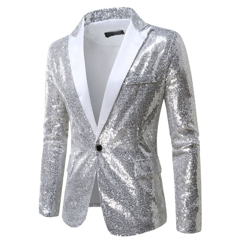 Suit Men'S Performance Dress Sequins European Code Suit Nightclub Men'S Host Mc Studio Men'S Coat - Image 1