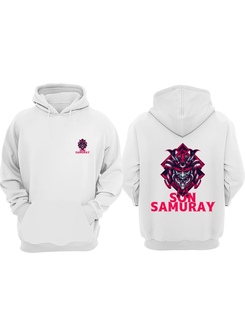 The Wert - Unisex Sun Samurai Design Front Back Printed Regular Fit White Sweatshirt - Image 1