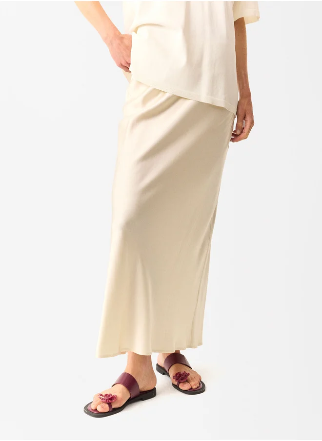 PARFOIS Midi Skirt With Elastic Waistban