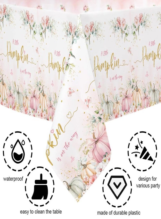MEHOFOND Fall Pumpkin Baby Shower Decorations, Pink Little Pumpkin Balloons Garland Arch Kit, Autumn Theme Baby Shower Party Supplies 127Pcs with Baby Girl Shower Tablecloth and Floral Pumpkin Banner - Image 4