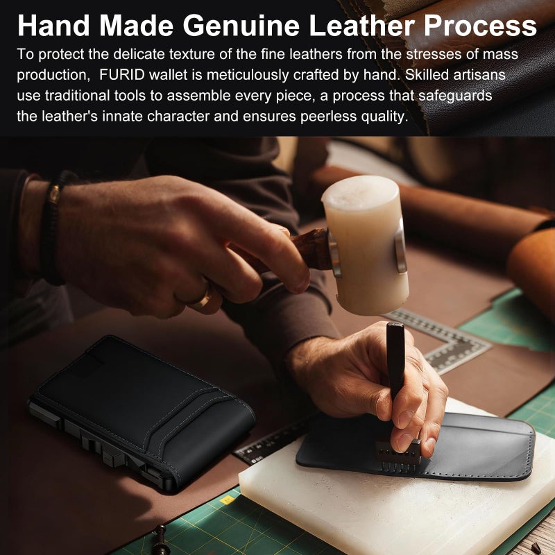furid Genuine Leather Wallet for Men: Slim RFID Minimalist Wallets with Money Clip - Smart Pop Up Credit Card Holder for Front Pocket - Gifts for Husband Father on Birthday Anniversary - Image 4