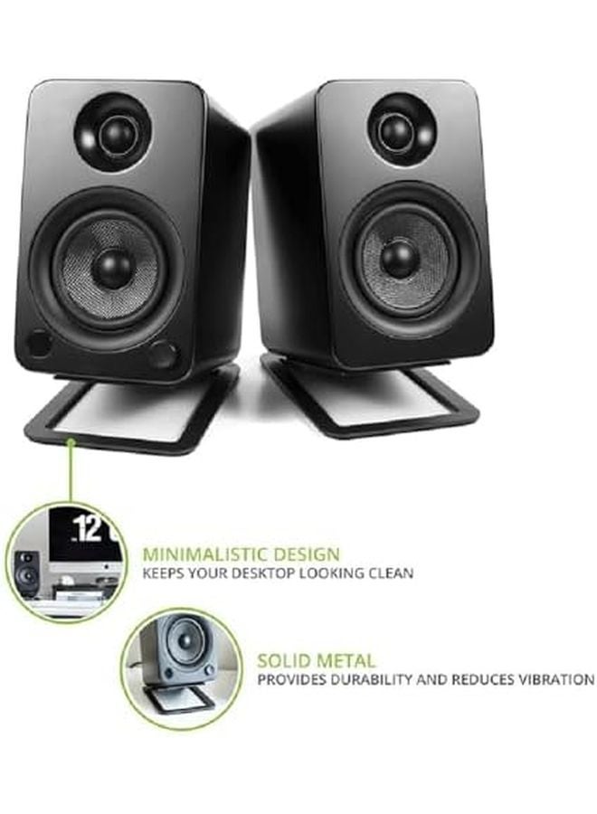 Black Metal Desktop Speaker Stands 2 Pack 16 Degree Tilt Studio Monitor Risers - Image 5