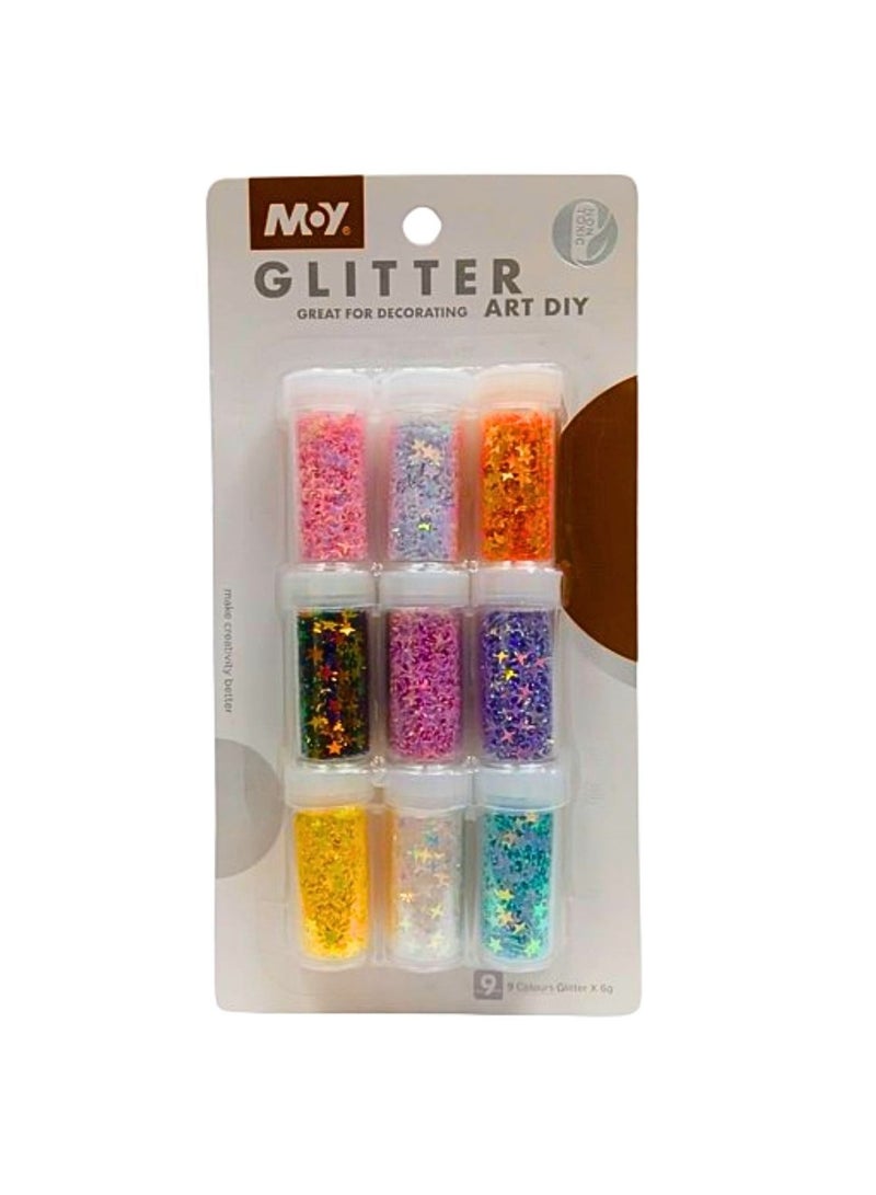 Moy Glitter Kit (9 Color Glitter) For Decorating Art Diy - Multi Color - Image 1