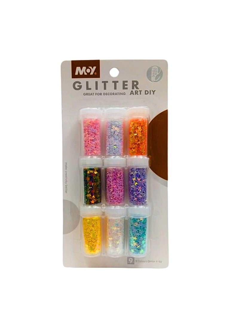 Moy Glitter Kit (9 Color Glitter) For Decorating Art Diy - Multi Color - Image 2