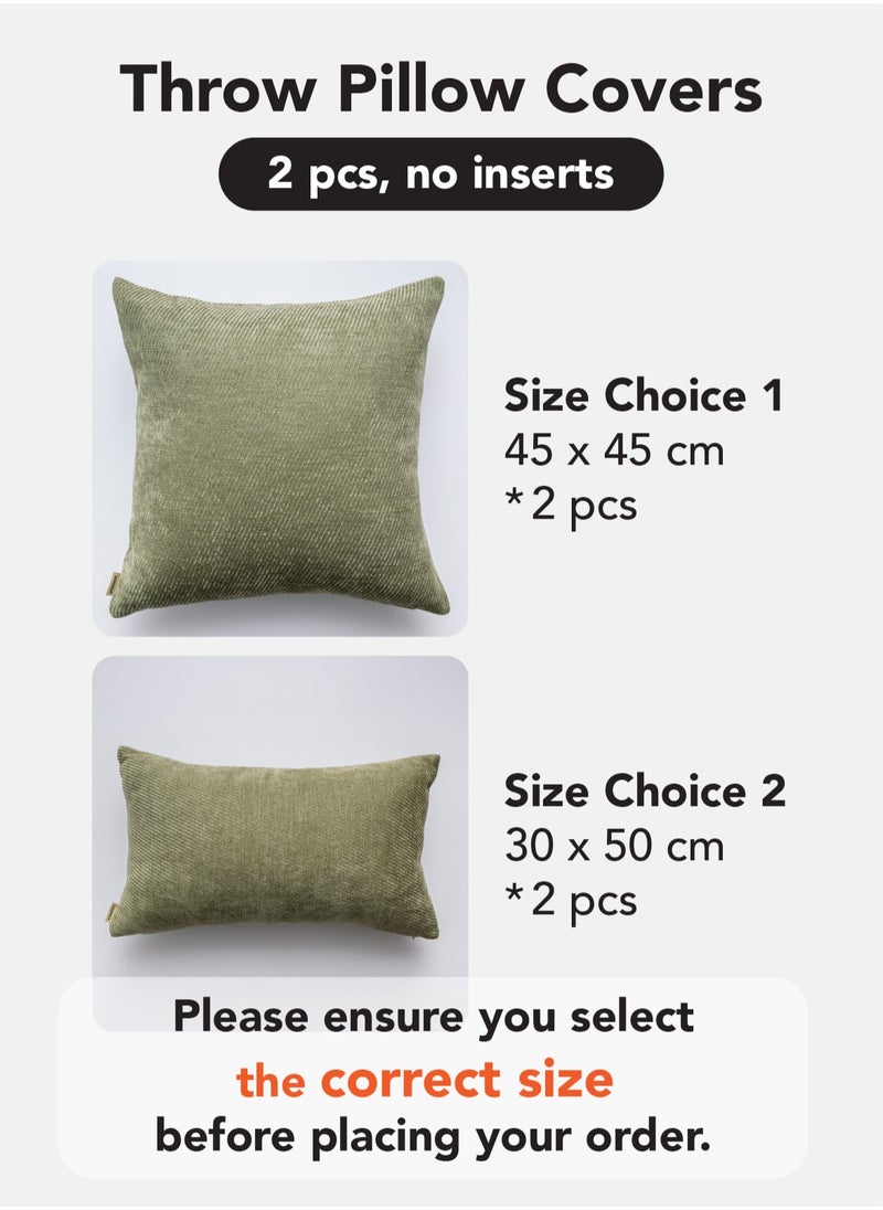 a moment - Pack of 2 Decorative Chenille Cushion Cover Throw Pillow Covers with Twill Cushion Covers for Sofa Living Room Couch Bed Green - Image 1
