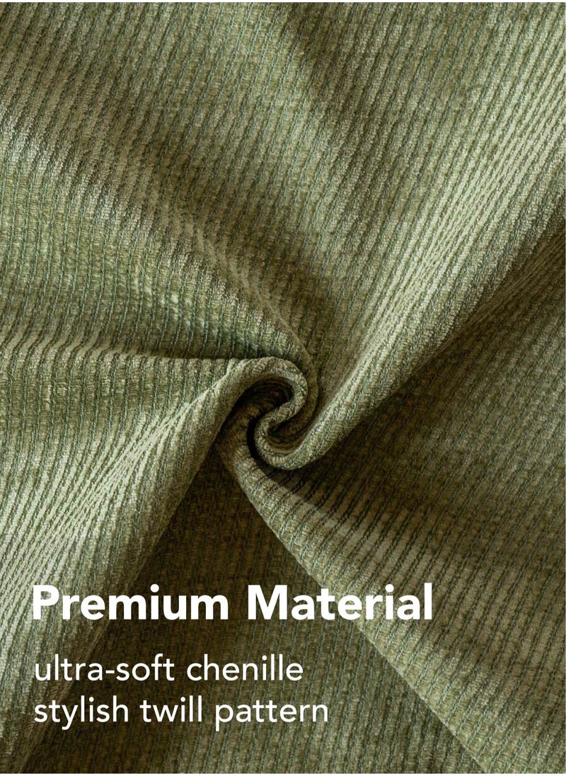 a moment - Pack of 2 Decorative Chenille Cushion Cover Throw Pillow Covers with Twill Cushion Covers for Sofa Living Room Couch Bed Green - Image 1
