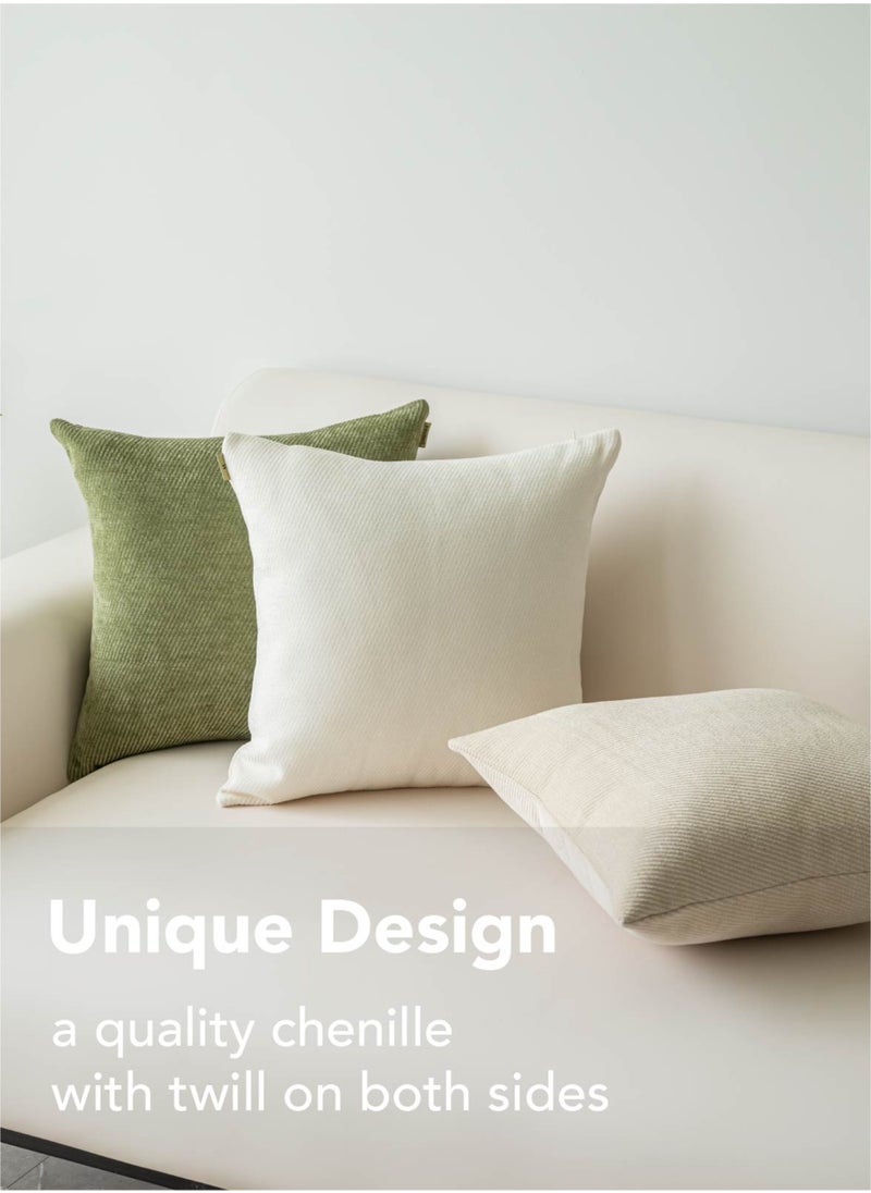 a moment - Pack of 2 Decorative Chenille Cushion Cover Throw Pillow Covers with Twill Cushion Covers for Sofa Living Room Couch Bed Green - Image 1