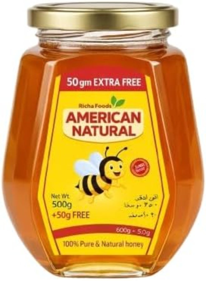عسل طبيعي أمريكي زجاجي - 550 غرام (500 غرام + 50 غرام إضافية) | منشأ أسترالي | مُعدّ بطريقة صحية | نكهة نقية وطبيعية | مثالي للشاي والخبز والتوست والخبز والطبخ | جودة ممتازة | - Image 1