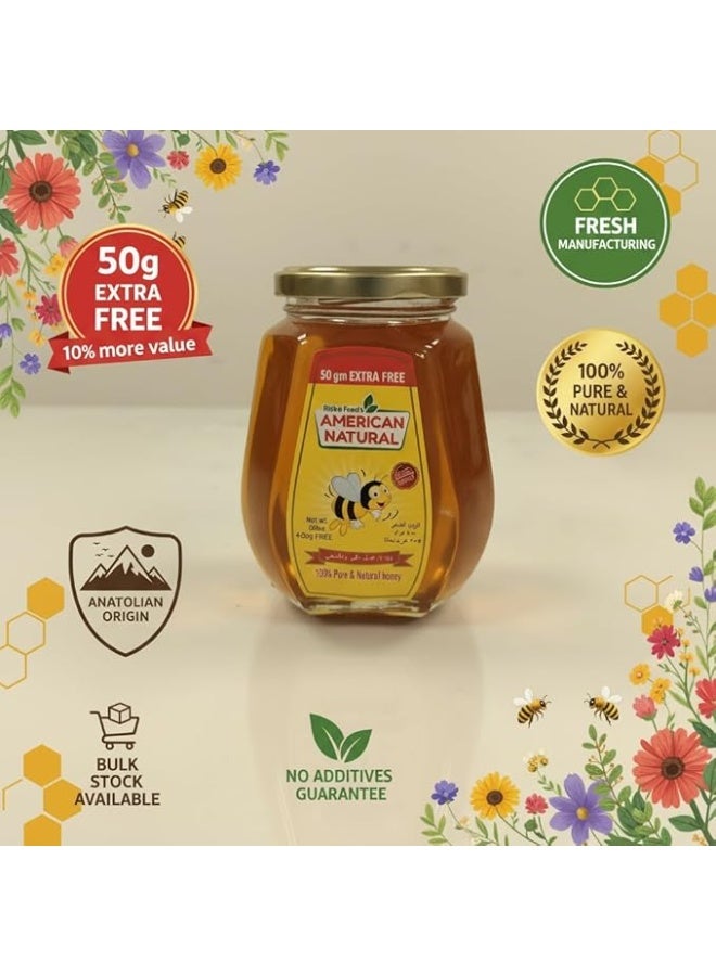 عسل طبيعي أمريكي زجاجي - 550 غرام (500 غرام + 50 غرام إضافية) | منشأ أسترالي | مُعدّ بطريقة صحية | نكهة نقية وطبيعية | مثالي للشاي والخبز والتوست والخبز والطبخ | جودة ممتازة | - Image 3