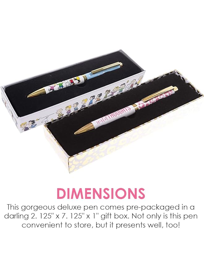 erorex Peanuts Fashion Pen 5.5” Ballpoint Pen Refillable Black Ink Retractable Twist Top Matching Decorative Box Comfort Grip For Writing Office Supplies Accessories - Image 4