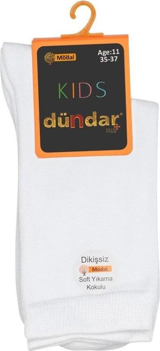Dündar Çorap Dundar Socks Plus Kids Modal Seamless Sweat-Proof Socks White 5 Years Old 6-Pack 8177