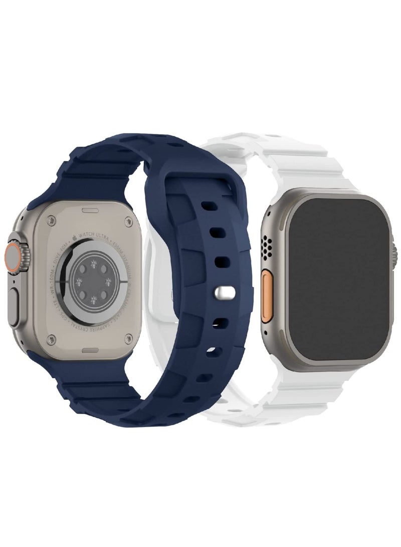 SOLARAE Compatible with Apple Watch Band 49mm 45mm 44mm 42mm Band for Men Women, Soft Silicone Replacement Bands for iWatch Series 8/7/6/5/4/3/2/1/SE/Ultra, Abyss Blue - Image 1