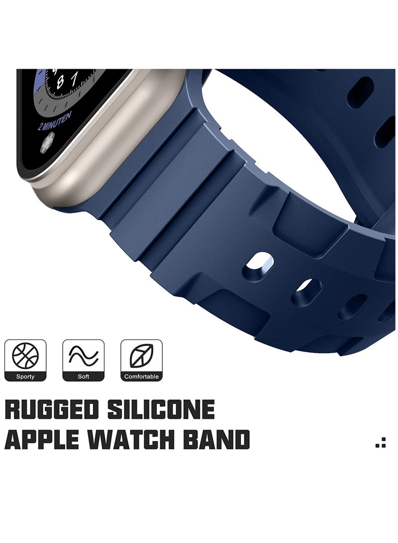 SOLARAE Compatible with Apple Watch Band 49mm 45mm 44mm 42mm Band for Men Women, Soft Silicone Replacement Bands for iWatch Series 8/7/6/5/4/3/2/1/SE/Ultra, Abyss Blue - Image 3