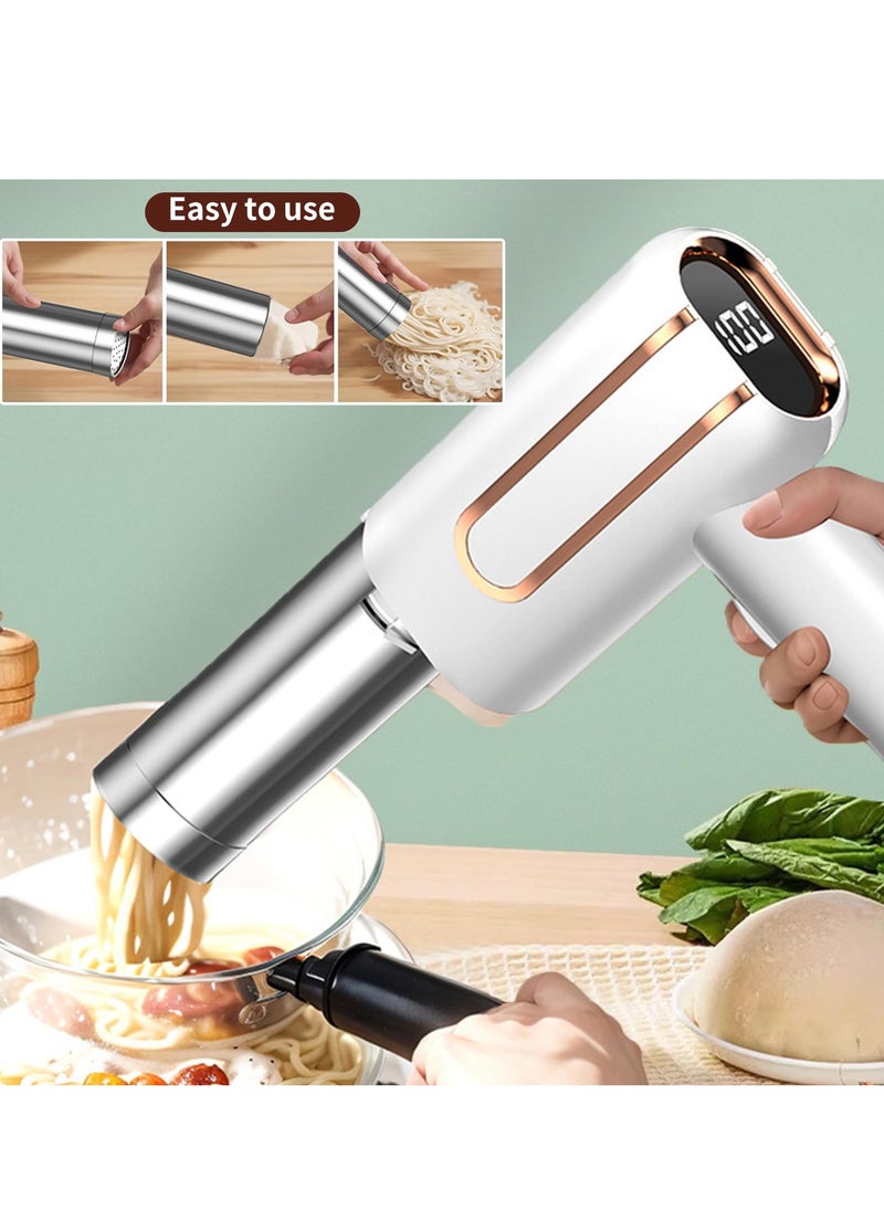 Handheld Electric Pasta Maker, 5-in-1 Cordless Pasta Maker Machine, Automatic Pasta Maker with Shaping Moulds for Noodles Ramen, white