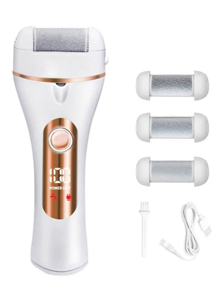 MDHL Ultimate Foot Care Solution, Rechargeable Electric Pedicure Tool with 3 Quartz Sand Grinding Heads, Waterproof Design, Dual-Speed Adjustment, 360° Roller Massage, Long-Lasting Battery, LED Display - Image 1
