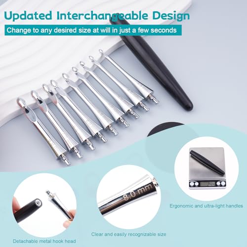 Mdoker Interchangeable Crochet Hooks Set – 9 Sizes (3.5mm‑8mm) Wooden Handle & Aluminum Hooks with Embroidered Storage Bag Inline Wooden Crochet Hook – Ideal for Knitting,Crochet & Travel - Image 4