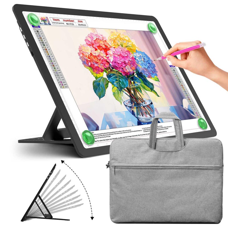 Zocelight Rechargeable A4 Light Pad with Built-in Stand & Bag,Super Bright Magnetic Light Box For Tracing,Wireless Diamond Art Light Board with Side Buttons, Light Table for Diamond Painting,Sketching - Image 1