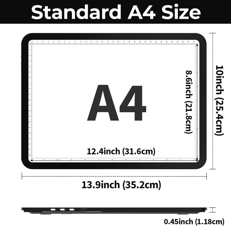 Zocelight Rechargeable A4 Light Pad with Built-in Stand & Bag,Super Bright Magnetic Light Box For Tracing,Wireless Diamond Art Light Board with Side Buttons, Light Table for Diamond Painting,Sketching - Image 3