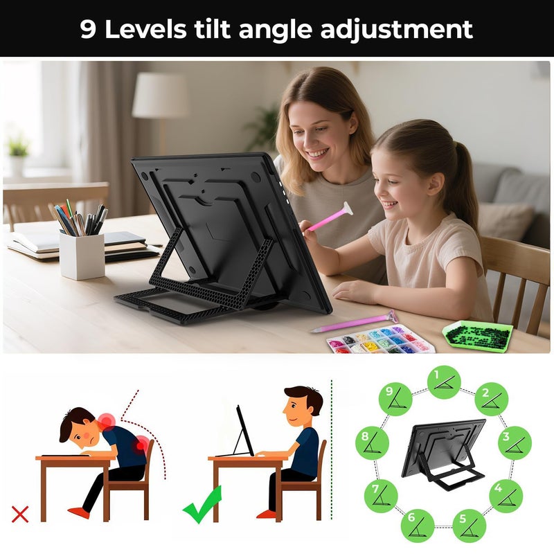 Zocelight Rechargeable A4 Light Pad with Built-in Stand & Bag,Super Bright Magnetic Light Box For Tracing,Wireless Diamond Art Light Board with Side Buttons, Light Table for Diamond Painting,Sketching - Image 2