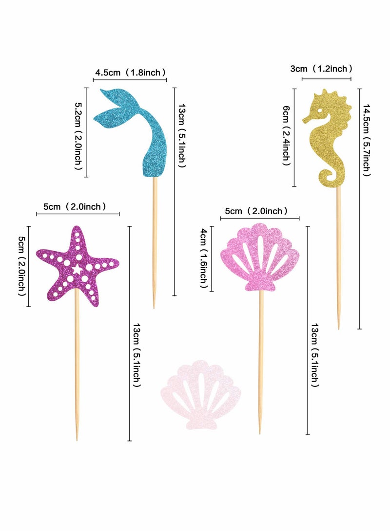 24-Pack Cupcake Decorating Kit, Mermaid Birthday Cupcake Party Decorating Supplies, Birthday Cake Decorating Kit for Boys and Girls (Underwater Theme) - Image 4