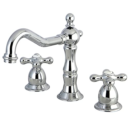 Kingston Brass KS1971AX Heritage Widespread Lavatory Faucet with Metal Cross Handle, Polished Chrome, 8-Inch Adjustable Center - Image 5