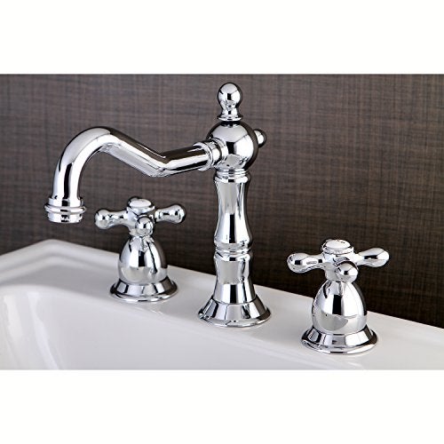 Kingston Brass KS1971AX Heritage Widespread Lavatory Faucet with Metal Cross Handle, Polished Chrome, 8-Inch Adjustable Center - Image 2