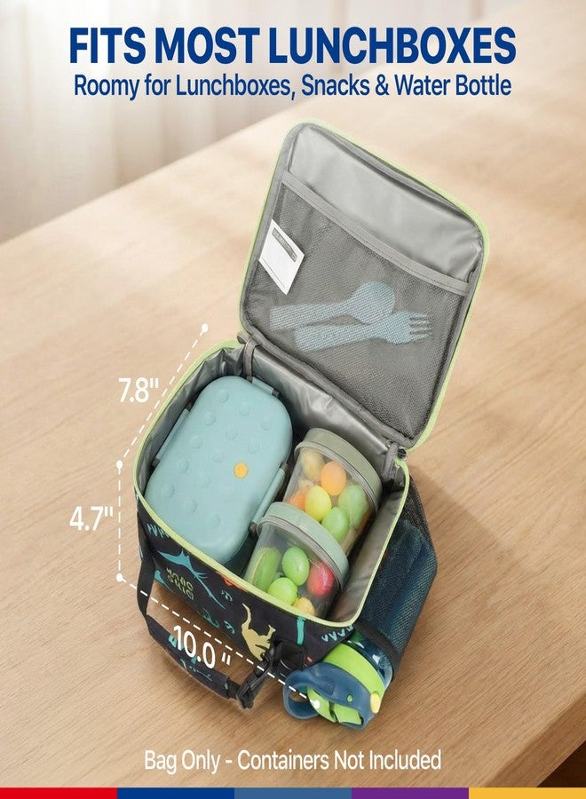 Bagseri Kids Lunch Bag Boys - Kids Lunch Box for Boys Reusable and Insulated Lunch Bag Toddler Lunch Box for Daycare and School, Black Dinosaur - Image 2