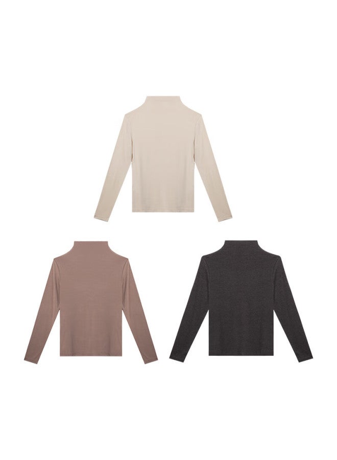 One's Member Lightweight Warm Soft High Neck Modal Acrylic Seamless Slimming Base Layer Top