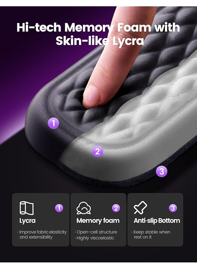 Memory Foam Keyboard And Mouse Wrist Rest Pad Combo Computer Ergonomic Wrist Support Pad Keyboard Wrist Rest Pain Relief Easy Typing For Desktop Computer Home Office And Laptop - Image 2